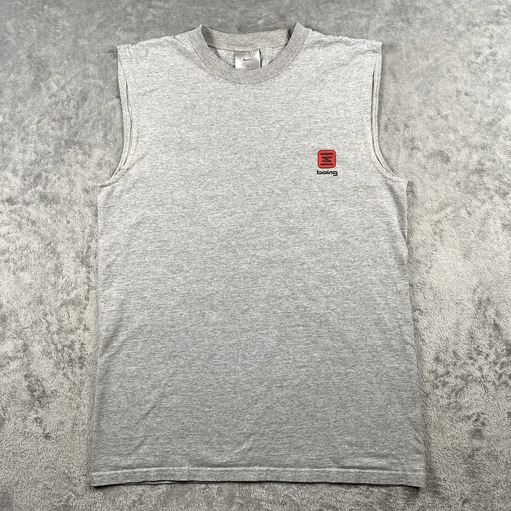 Vtg Nike Shox Shirt Mens Size Small Grey Boing Sleeveless Graphic Print Tank USA